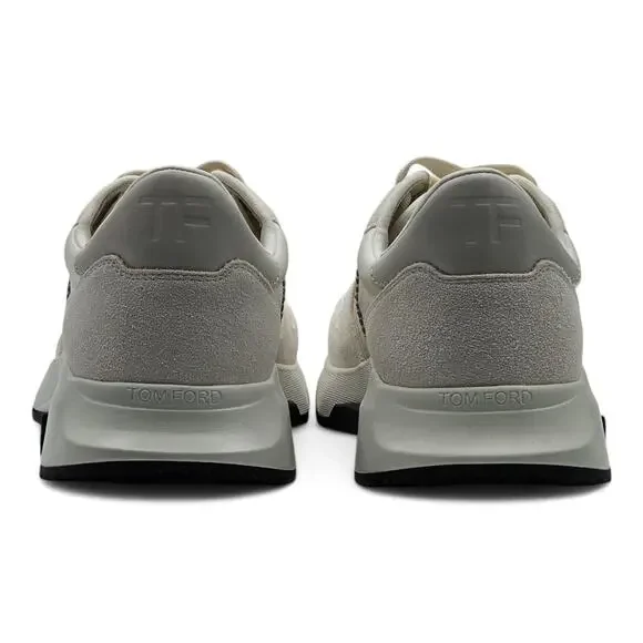 Tom Ford Jagga Leather-Trimmed Suede and Mesh Sneakers in White size 9 US / 8 UK
